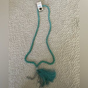 NWT $58 Anthropologie Seraphina Beaded Long Necklace Tassle Fringe 21”
